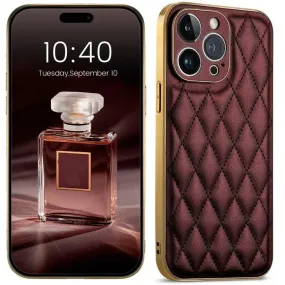 Leather Cute Phone Case for iPhone 14 Plus, 13 Pro Max, and 12 Pro - Gold Plating