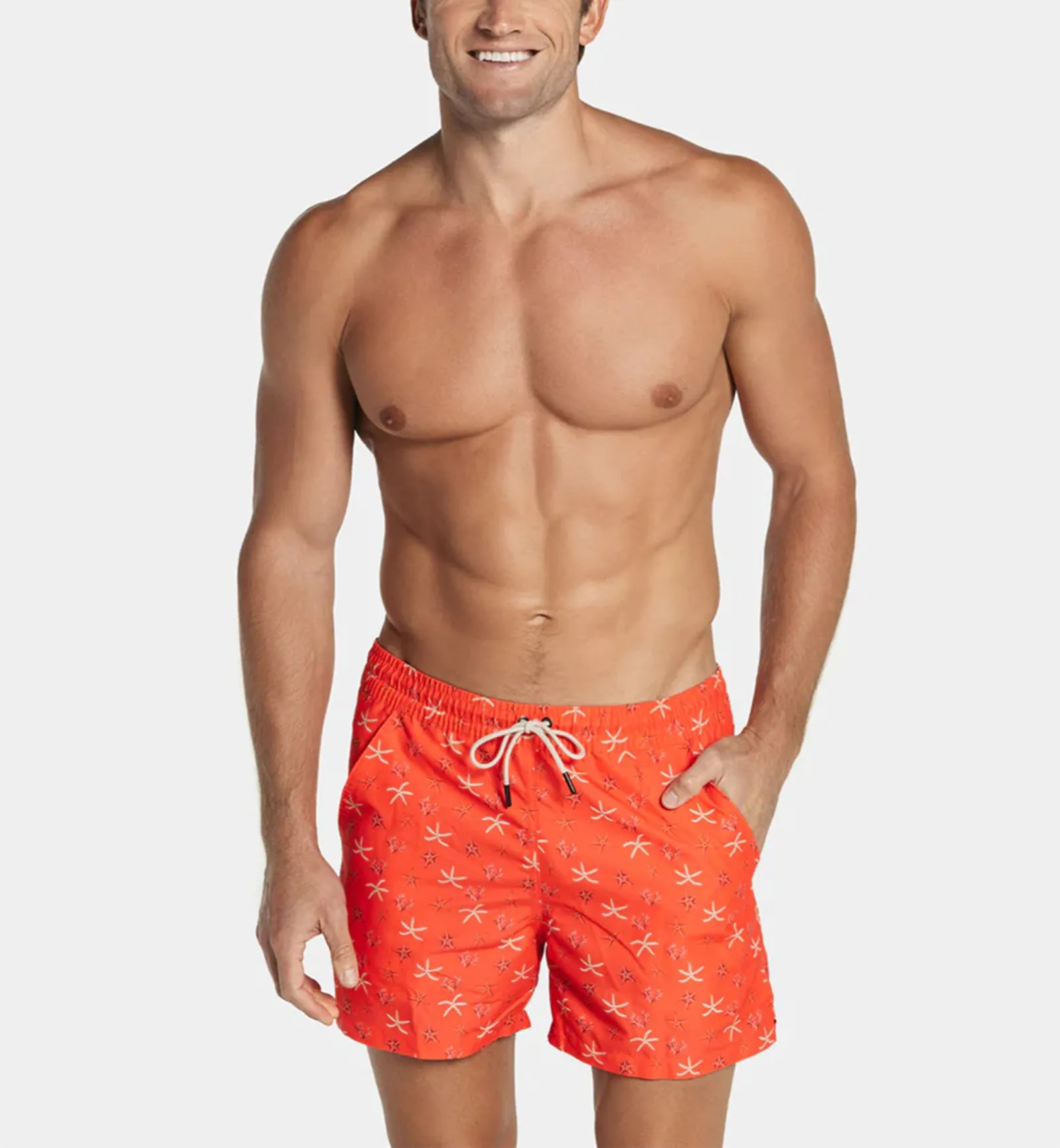 LEO Men's Eco-Friendly Quick Dry 7 inch Swim Trunk (505033) - Starfish Print