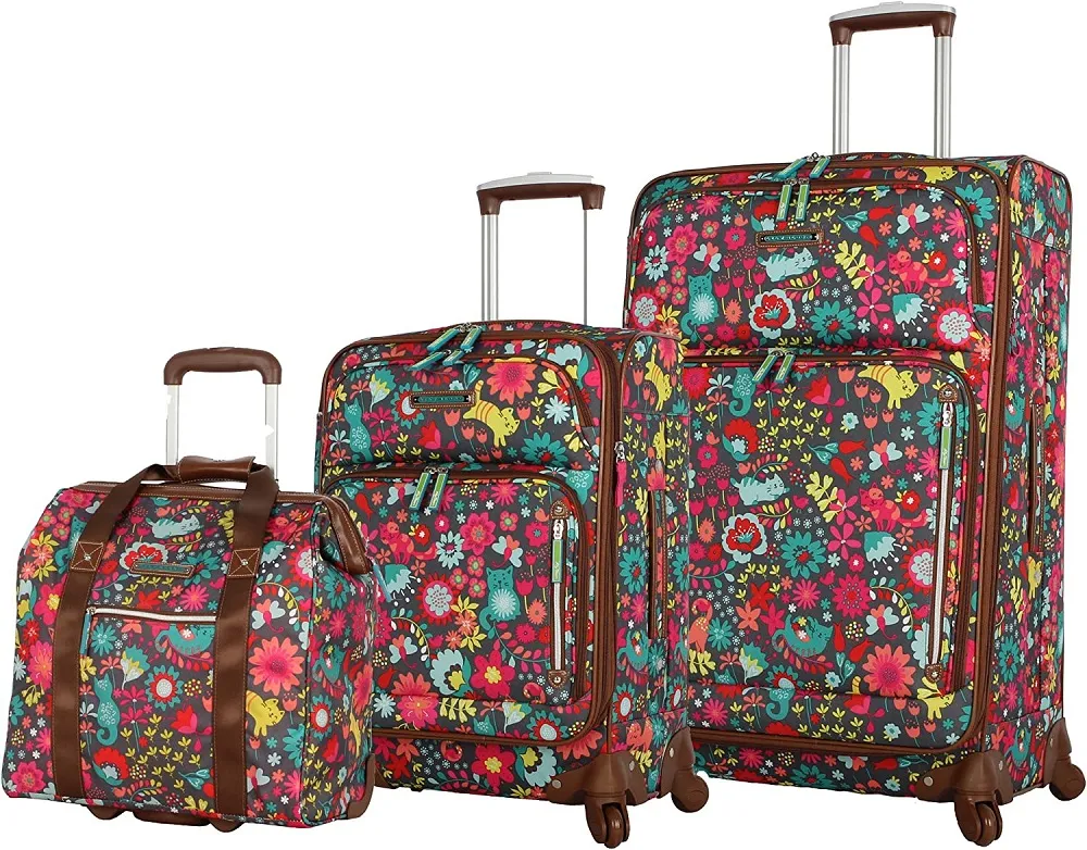 Lily Bloom Playful Garden 3-Piece Under Seat Luggage Set 