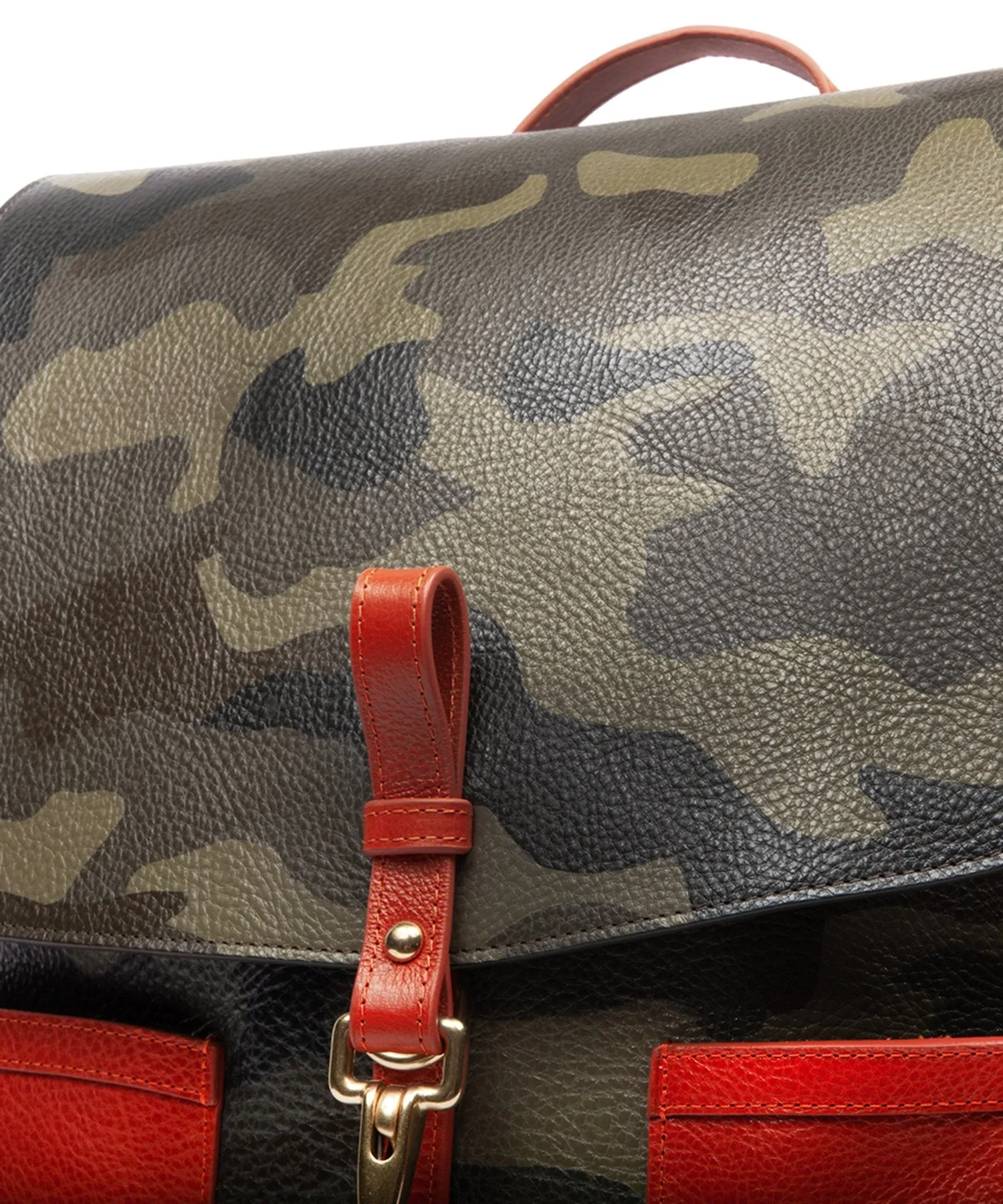 Lotuff Leather Hand Painted Leather Knapsack in Camo