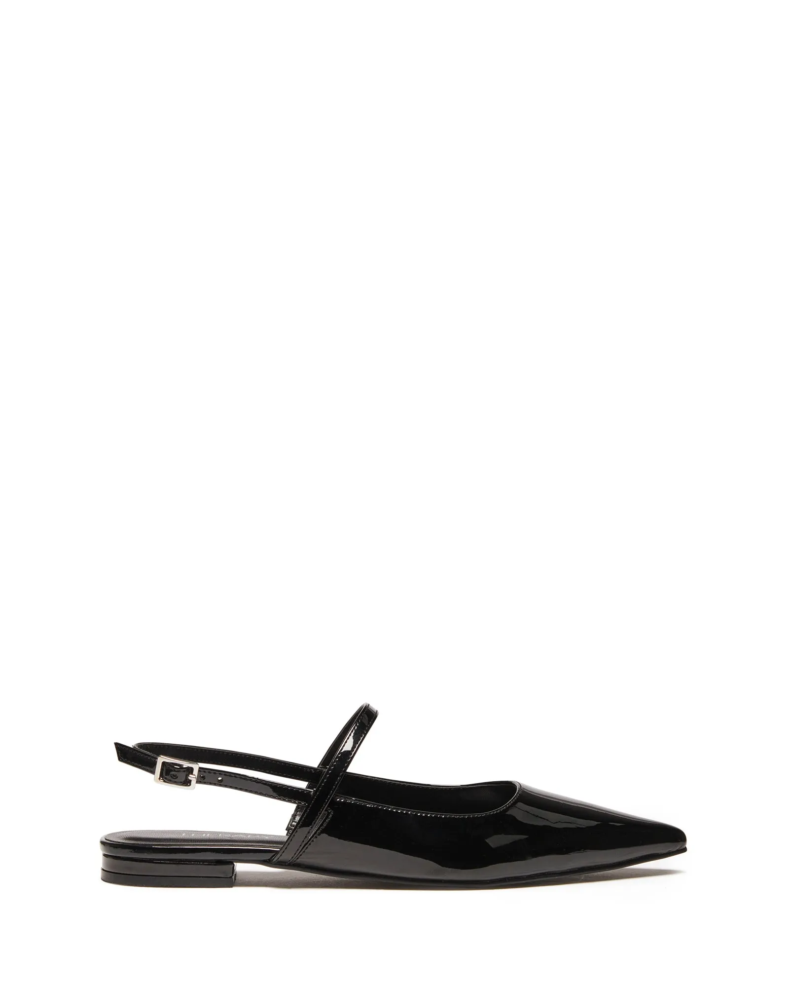 Lourdes Pointed Flat Black Patent