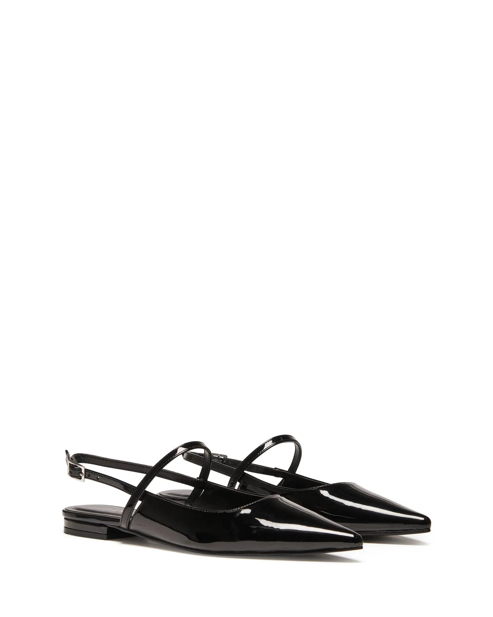 Lourdes Pointed Flat Black Patent