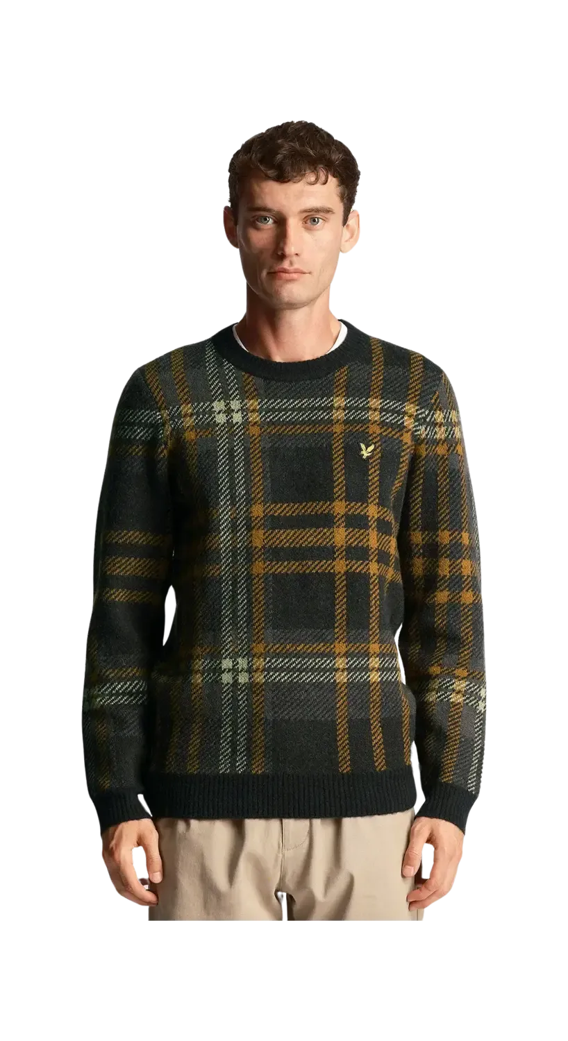 Lyle & Scott Tartan Crew Neck Knitted Jumper