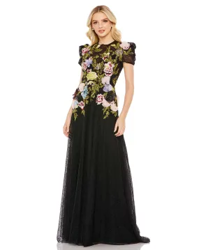 Mac Duggal 11411 Floral Long Formal Evening Dress