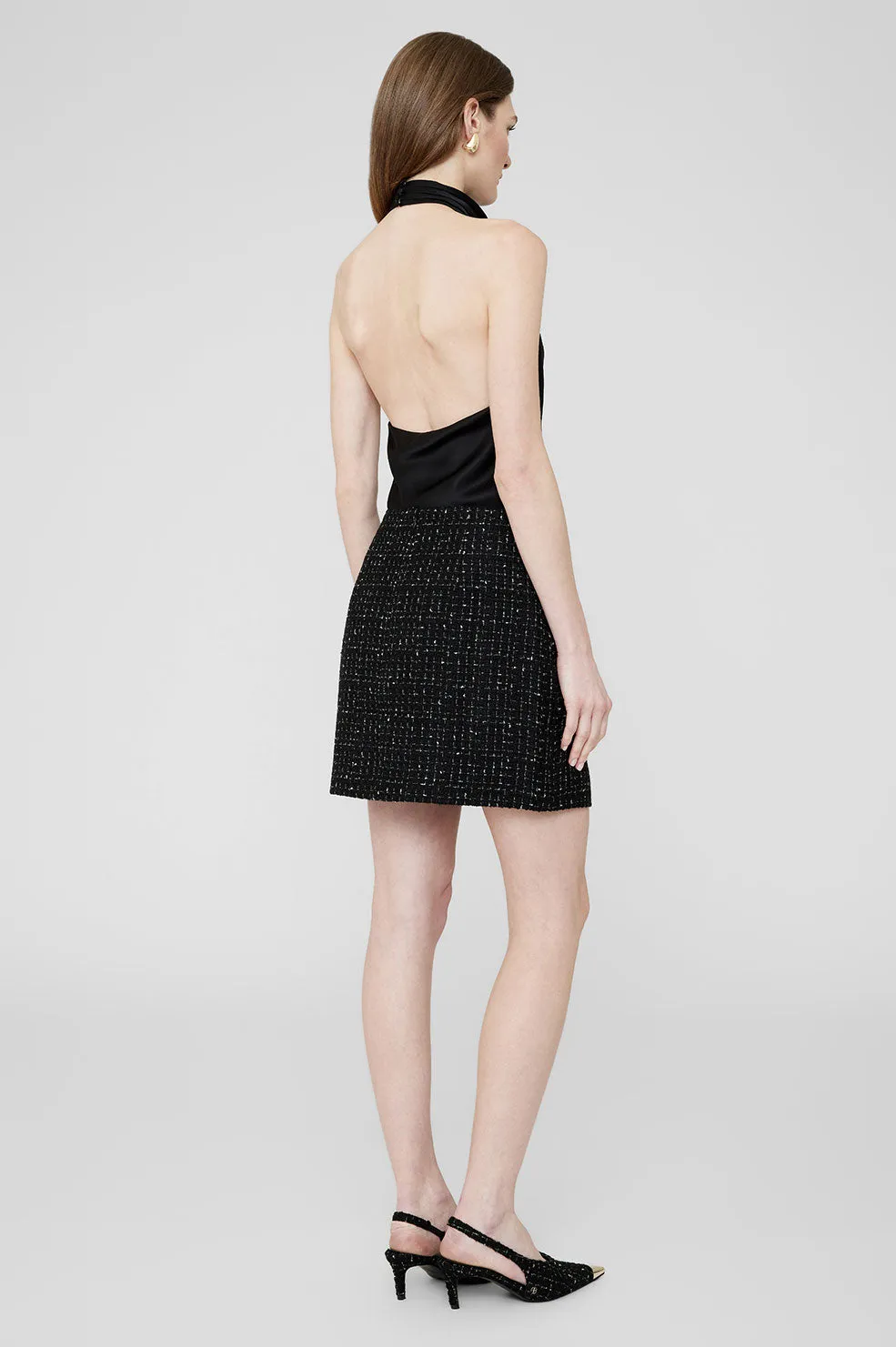 Mateo Skirt - Black And White Tweed