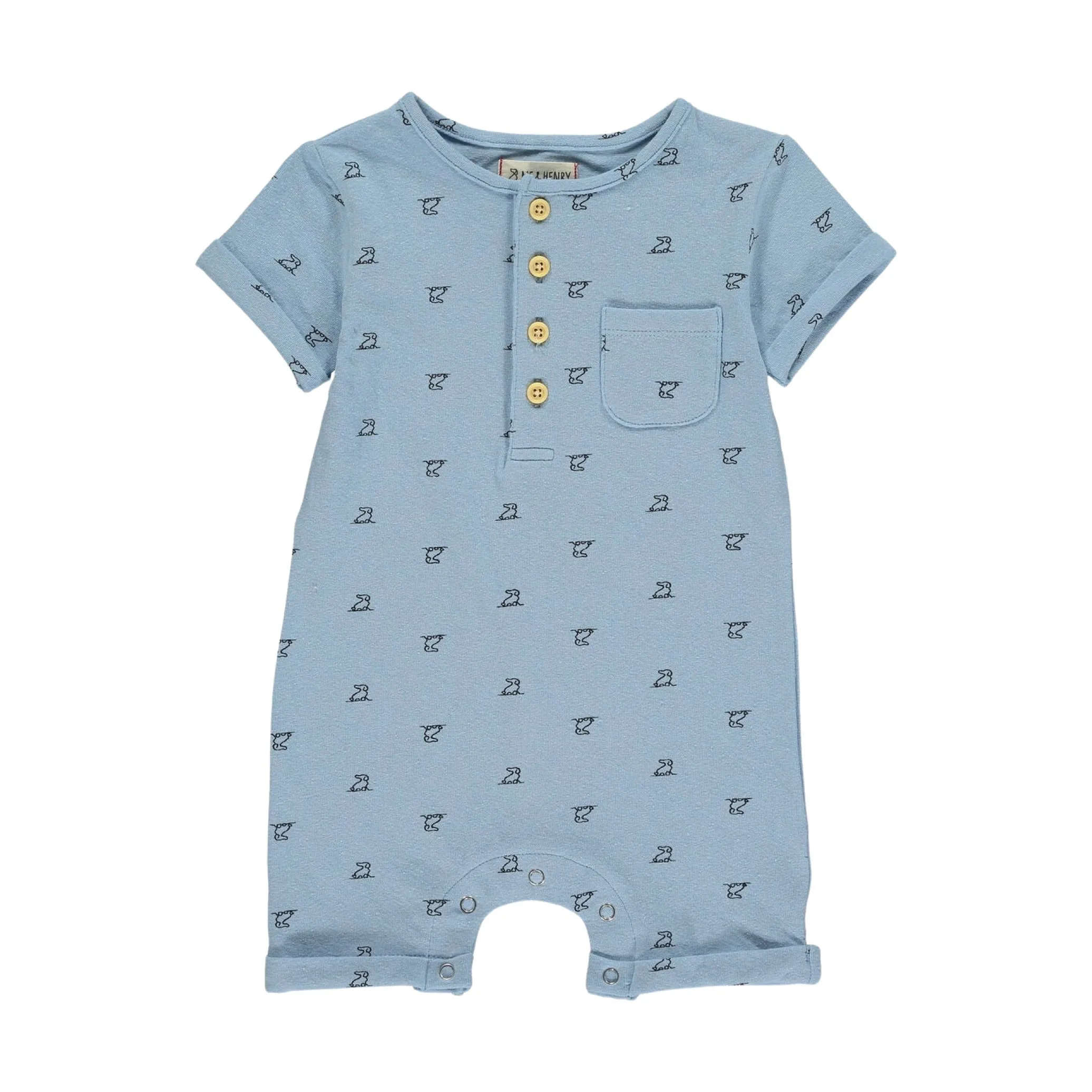 Me & Henry - Martingale Blue Henley Romper