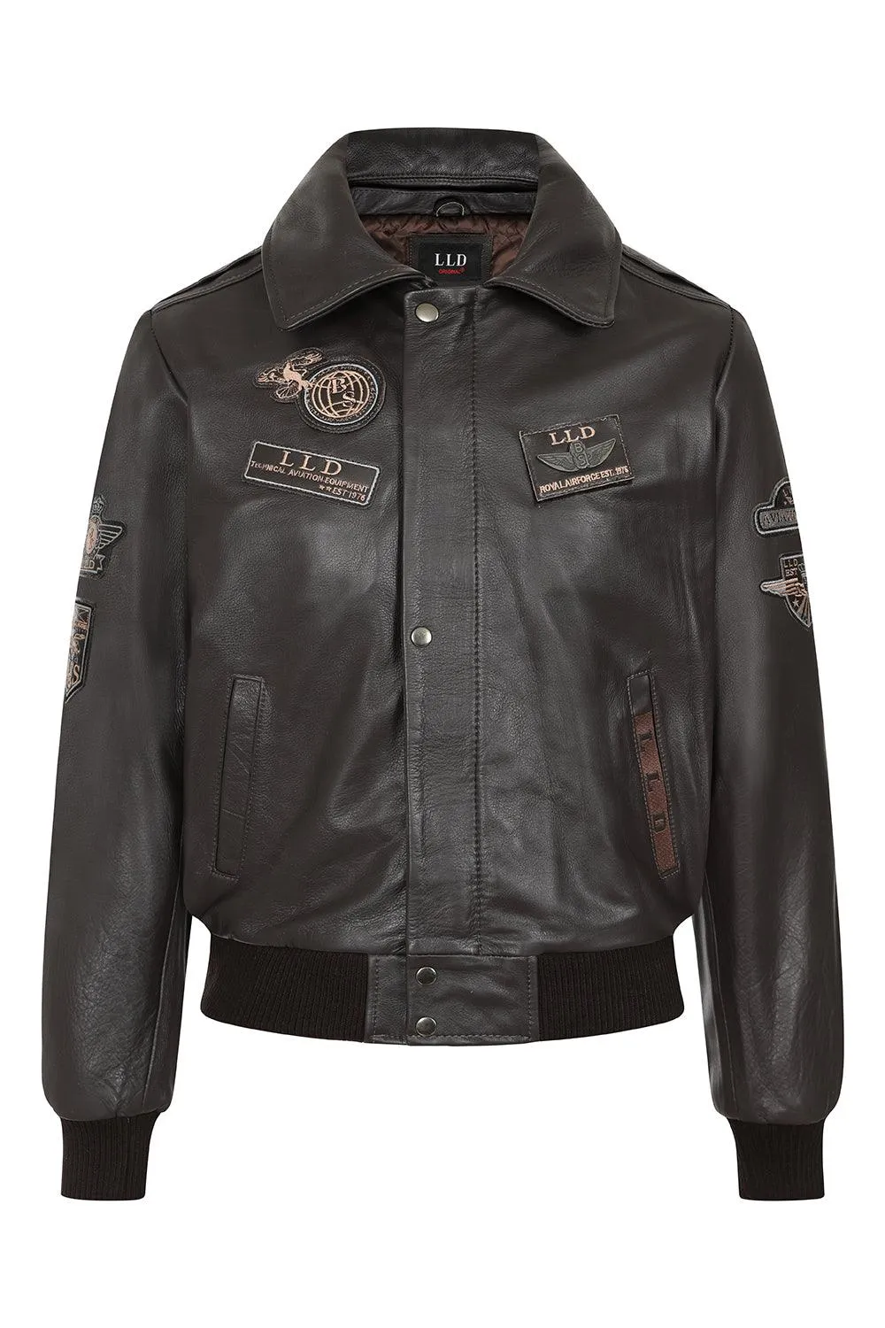 Men's Brown Real Leather Pilot Jacket with Detachable Fur Collar - 'HARRY'