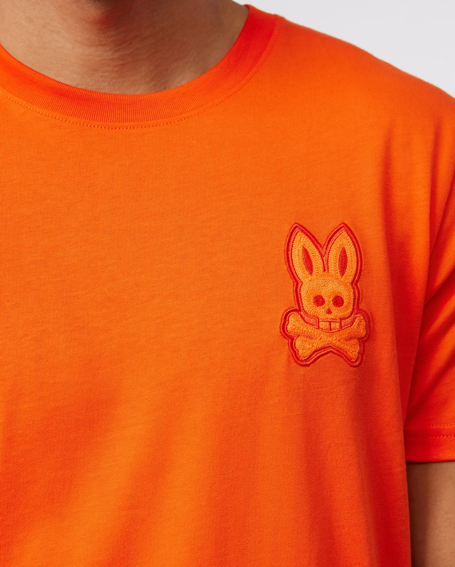 Men's Psycho Bunny Cleveland Chainstitch Logo Tee Tangerine Tango