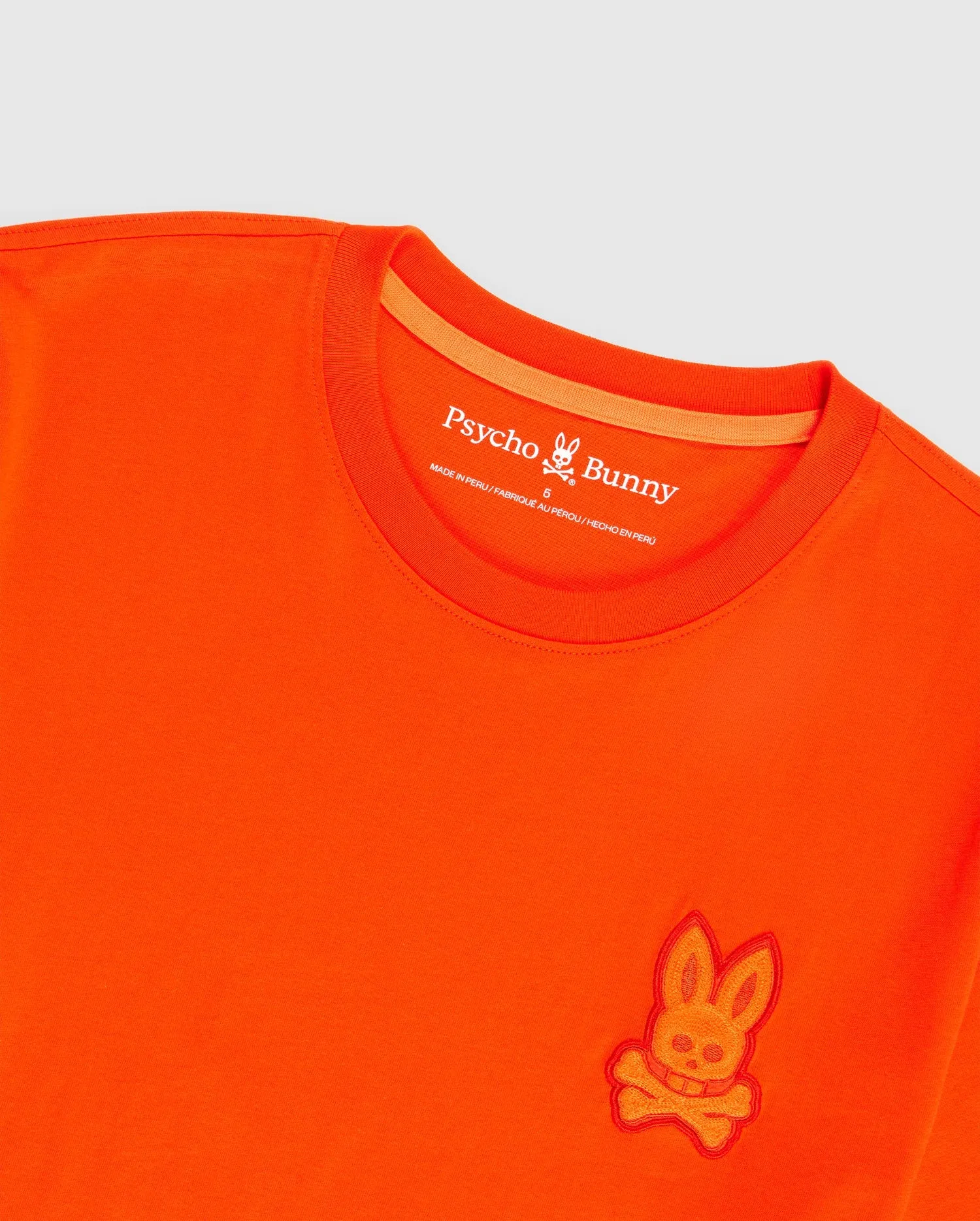 Men's Psycho Bunny Cleveland Chainstitch Logo Tee Tangerine Tango