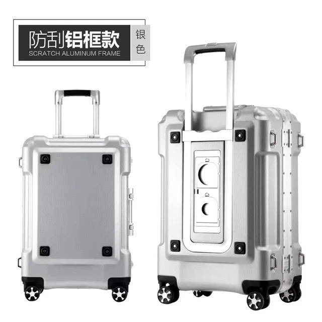 Metal Frame Suitcase Carry Cup Holder Luggage Rolling Fashion Tsa Women Suitcase 20