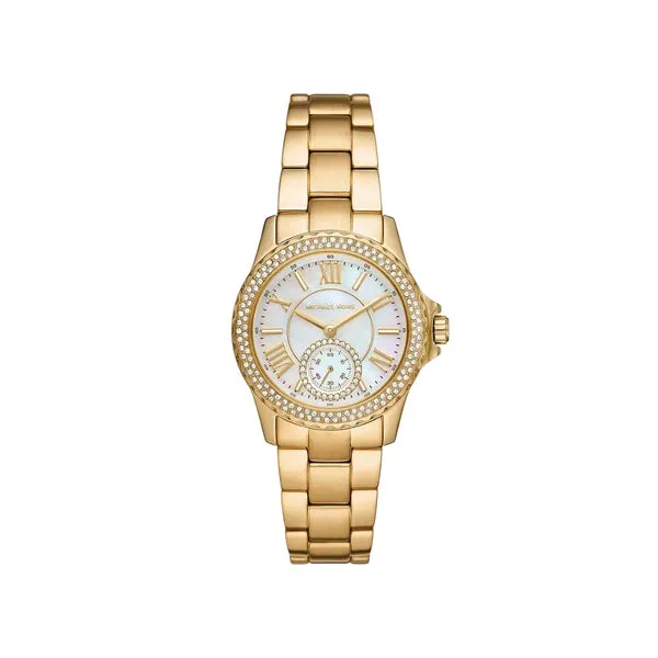 Michael Kors Everest Ladies Three-Hand Gold-Tone Stainless Steel Watch