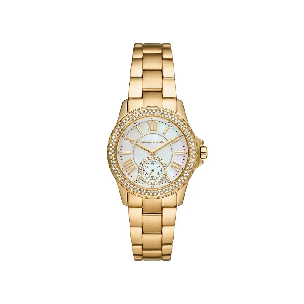 Michael Kors Everest Ladies Three-Hand Gold-Tone Stainless Steel Watch