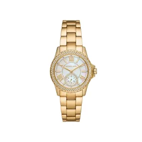 Michael Kors Everest Ladies Three-Hand Gold-Tone Stainless Steel Watch