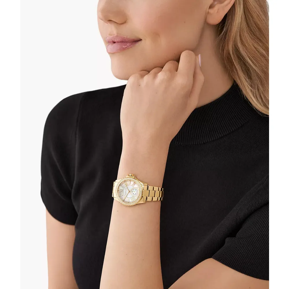 Michael Kors Everest Ladies Three-Hand Gold-Tone Stainless Steel Watch