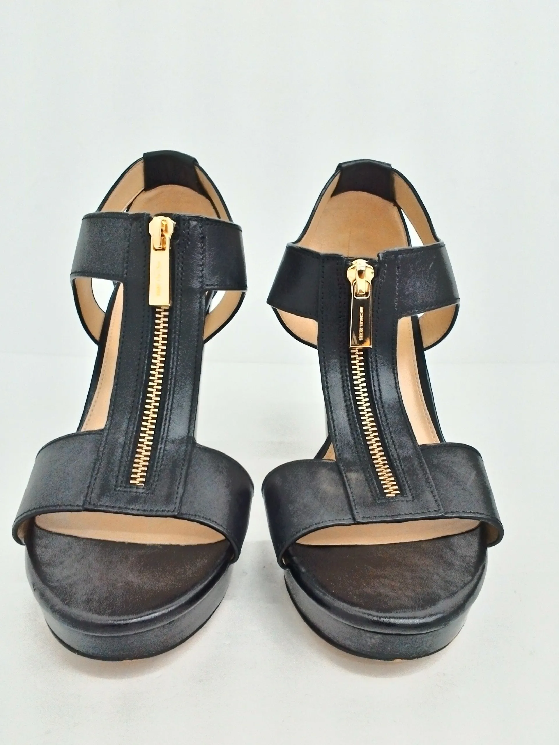 Michael Kors Women's Black Leather Heeled Sandals Size 9 M