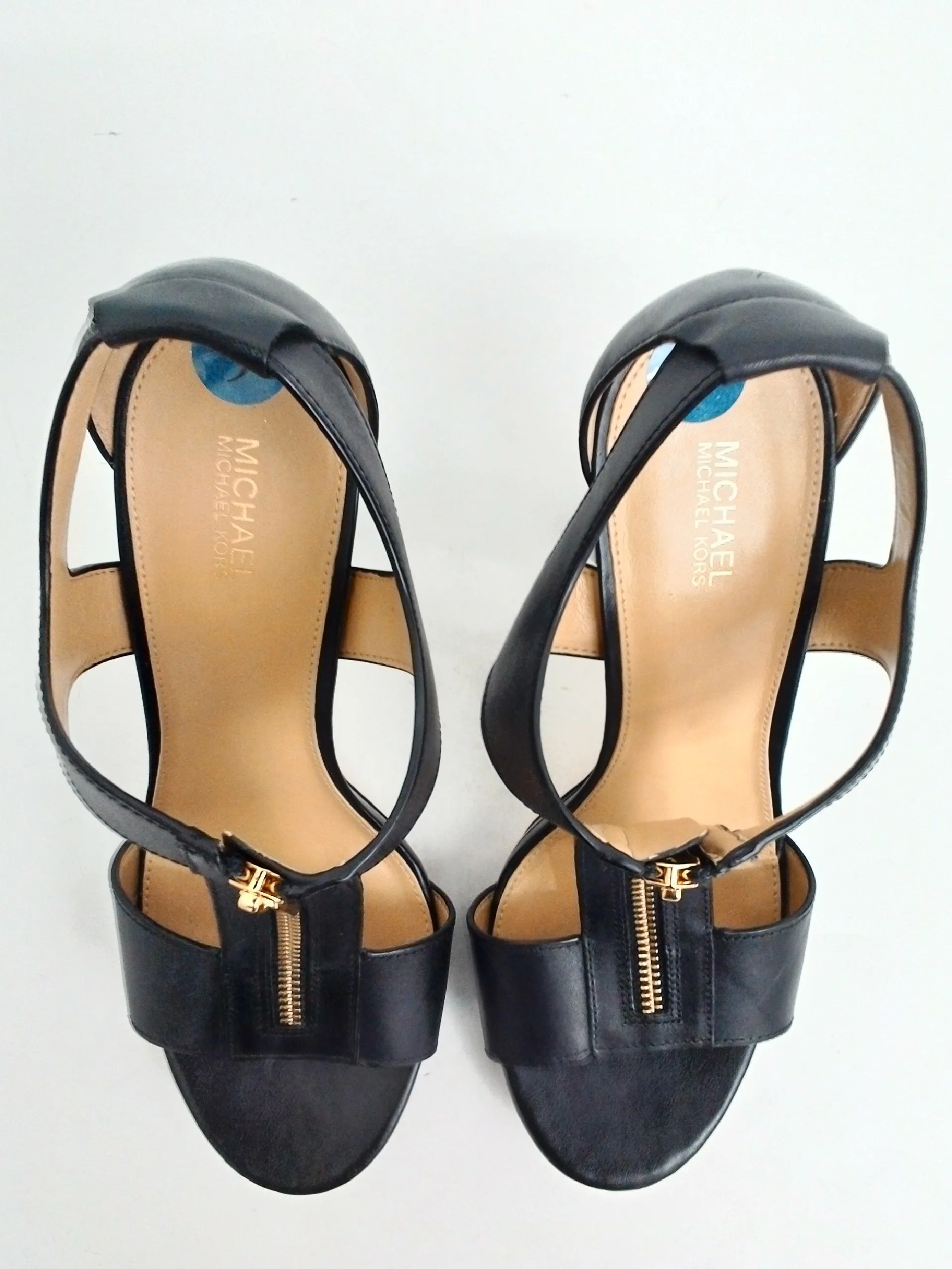 Michael Kors Women's Black Leather Heeled Sandals Size 9 M