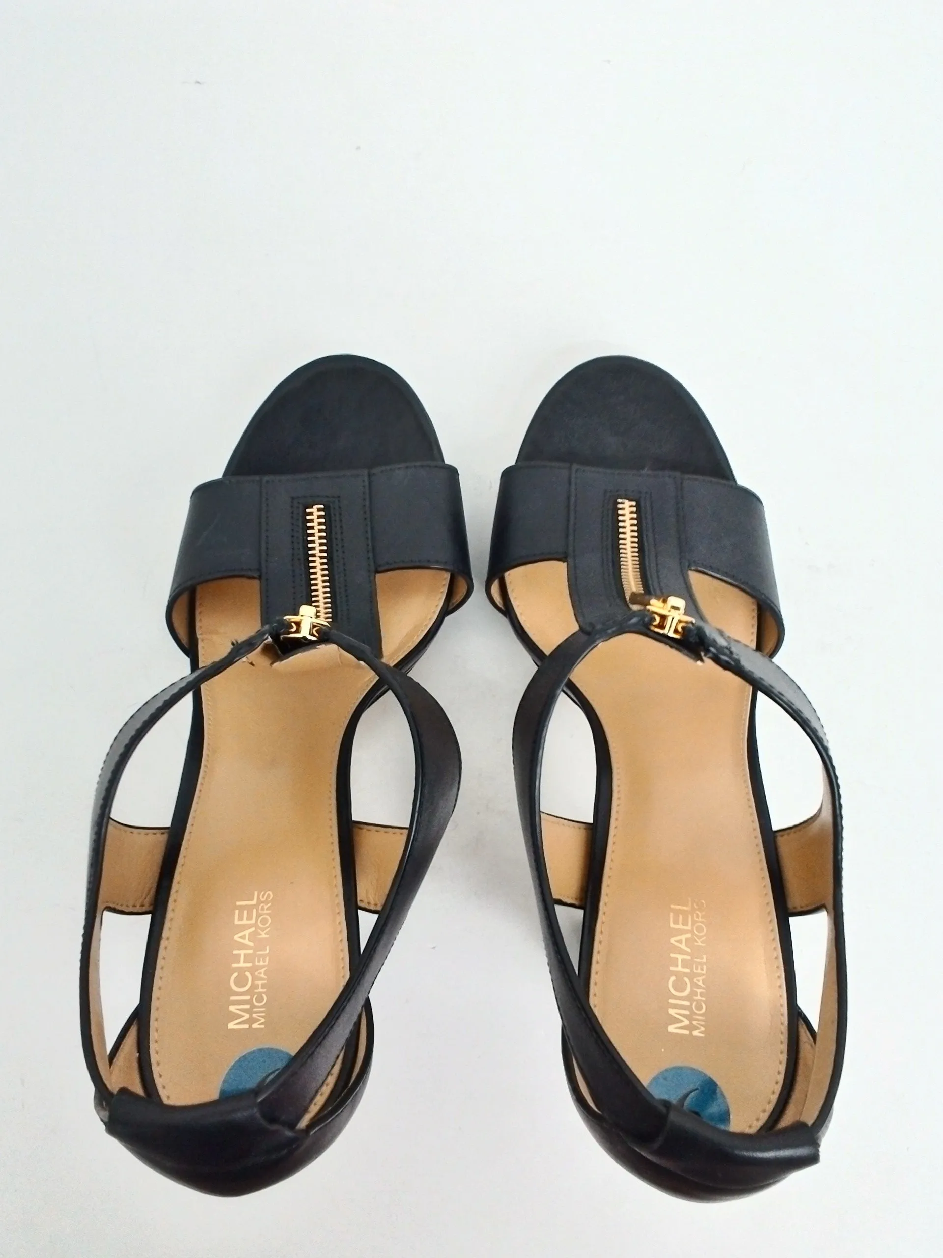 Michael Kors Women's Black Leather Heeled Sandals Size 9 M