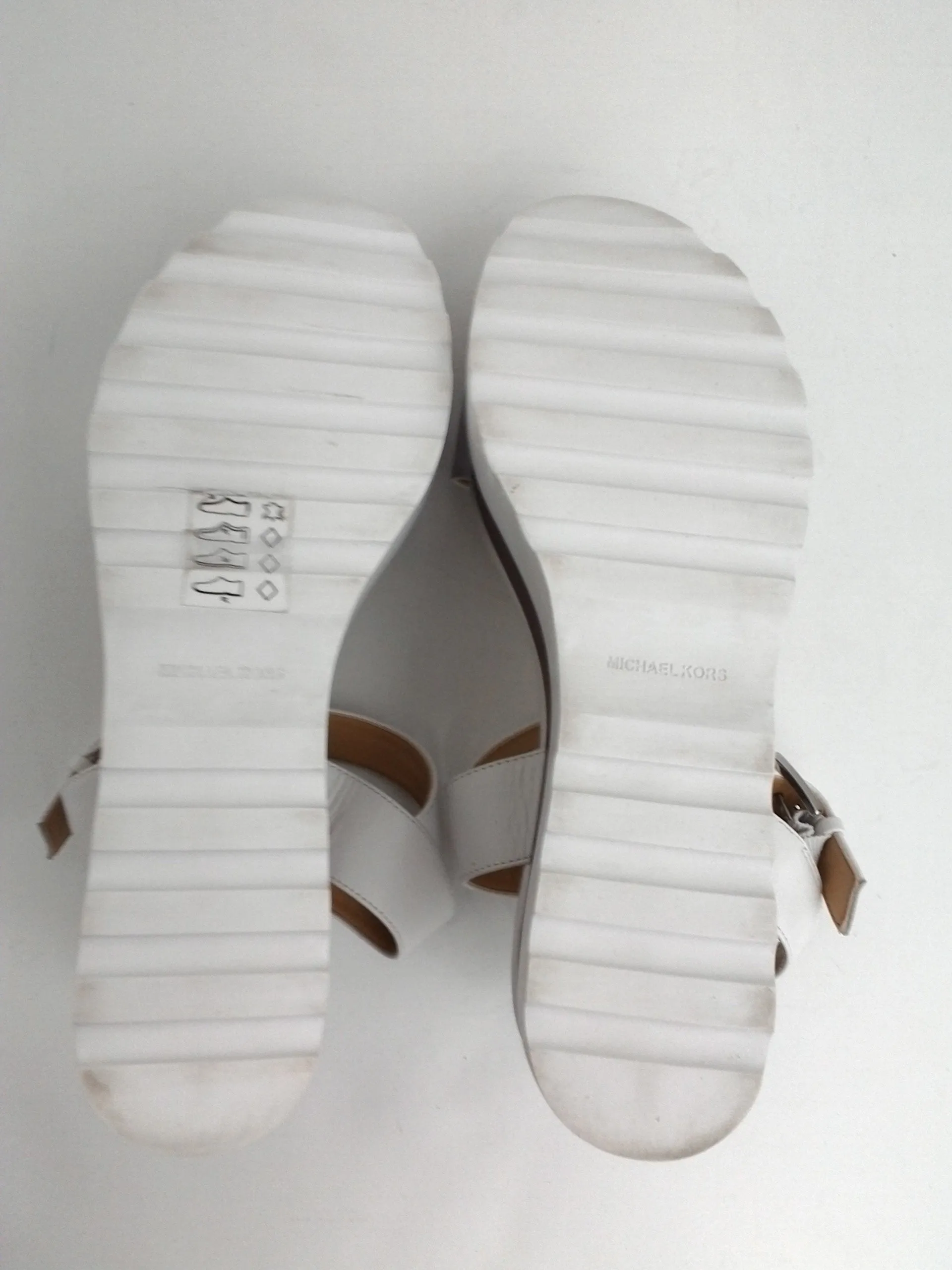 Michael Kors Women's White Leather Platform Sandal Size 7.5