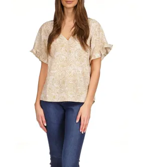 MICHAEL Michael Kors Paisley Ruffle Sleeve Top Women's