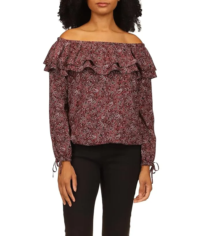 MICHAEL Michael Kors Petite Pop Paisley Ruffle Top Women's