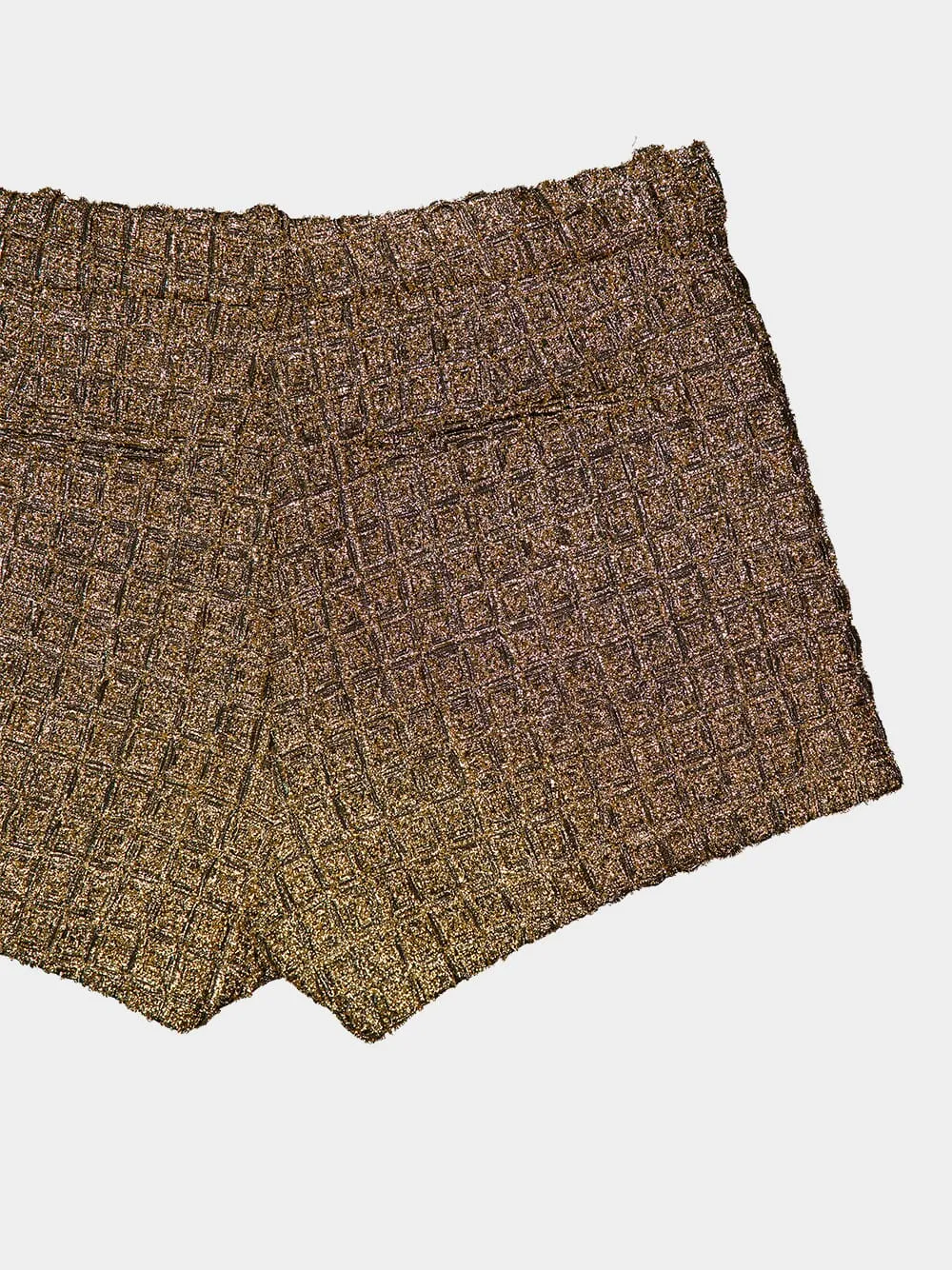 Mini Croco Metallic Tweed Shorts