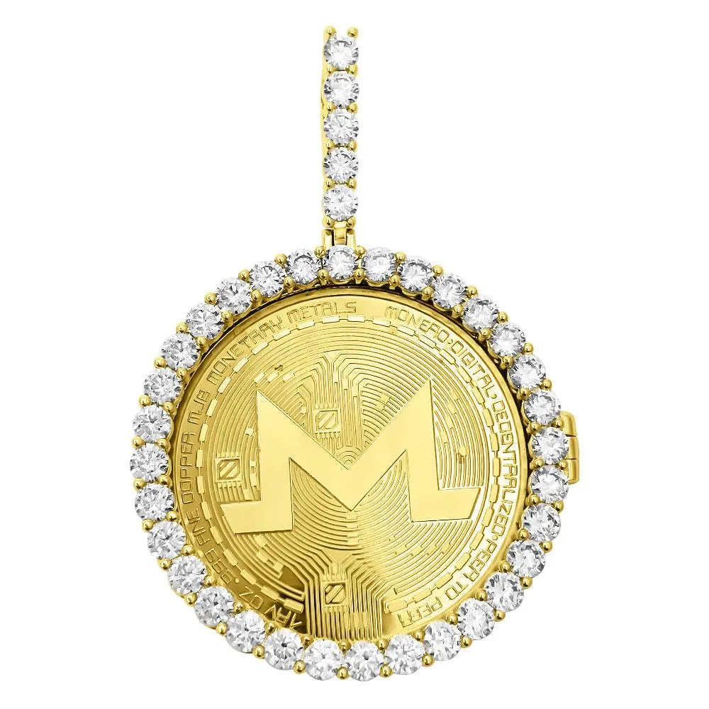 Monero Coin Iced Out Frame Pendant