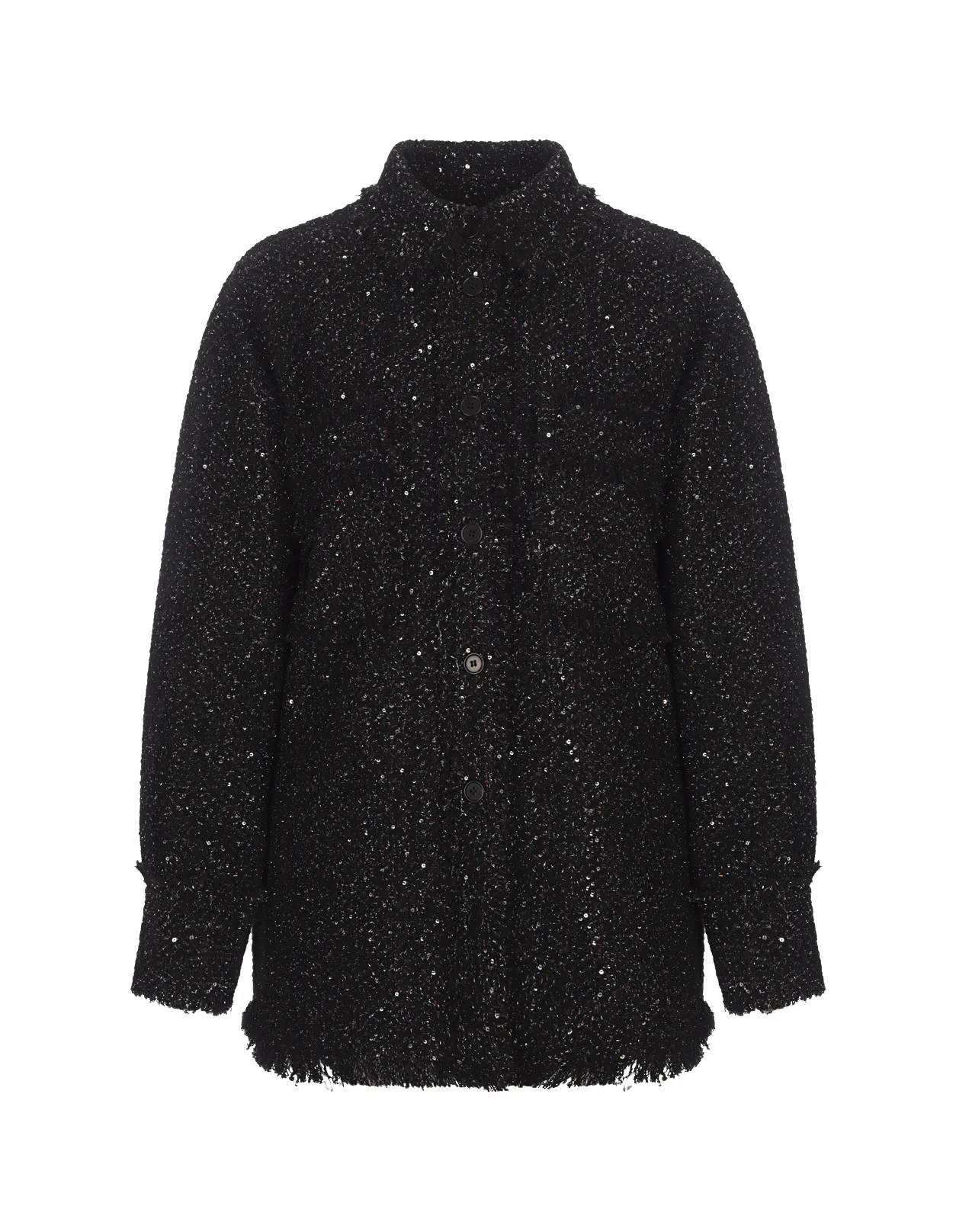 MSGM Black Lurex Tweed Shirt