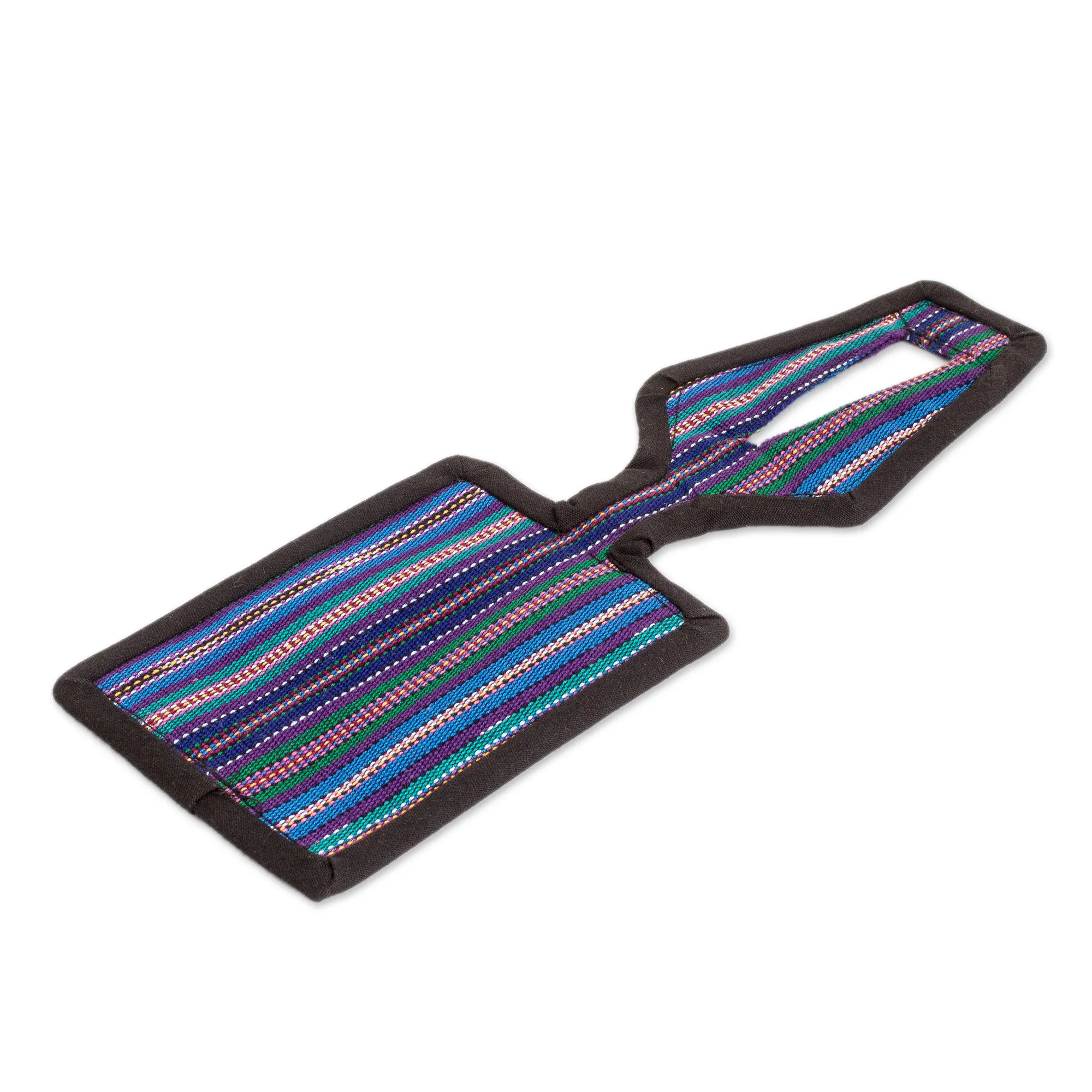 Multicoloured Cotton Luggage Tag Handmade in Guatemala, 