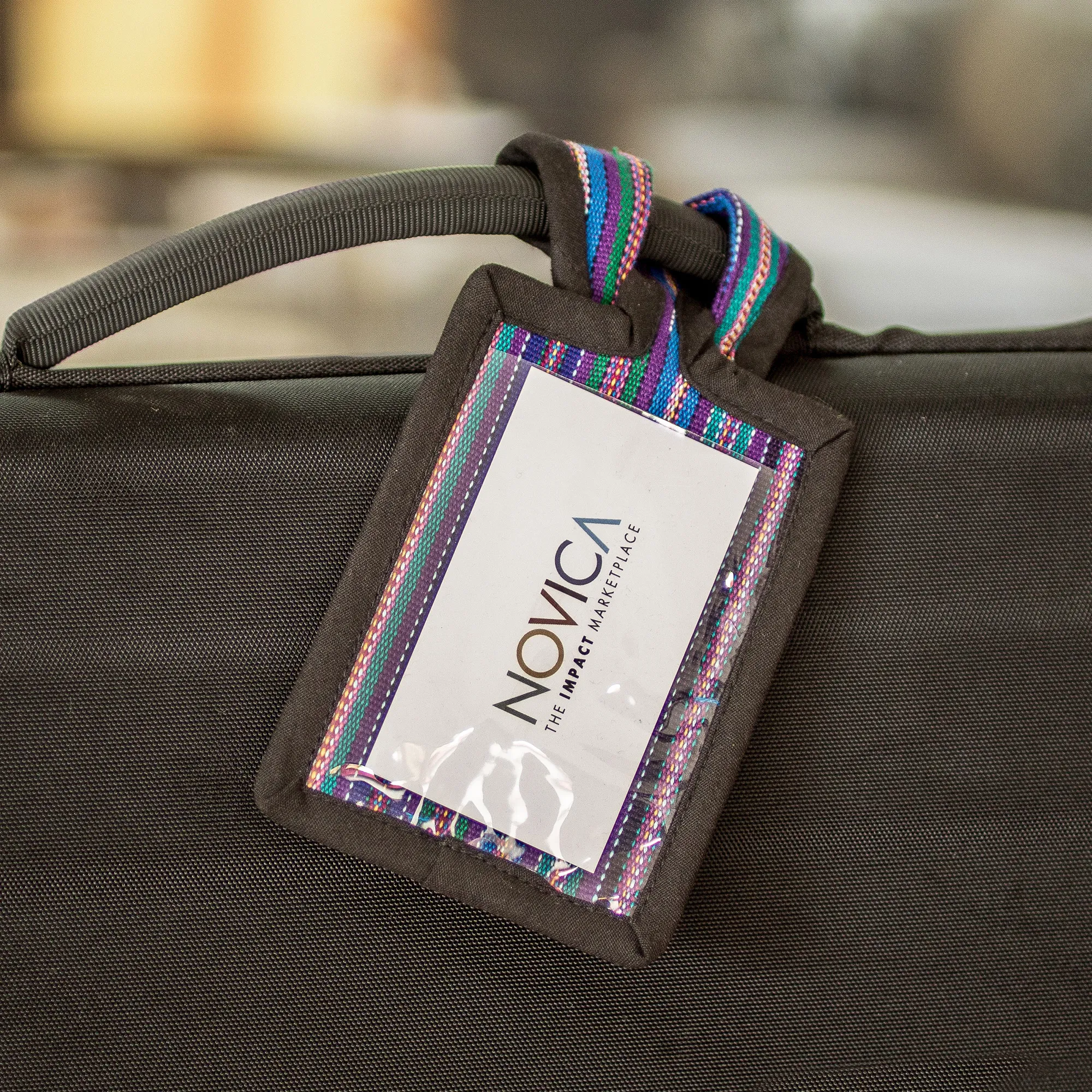 Multicoloured Cotton Luggage Tag Handmade in Guatemala, 