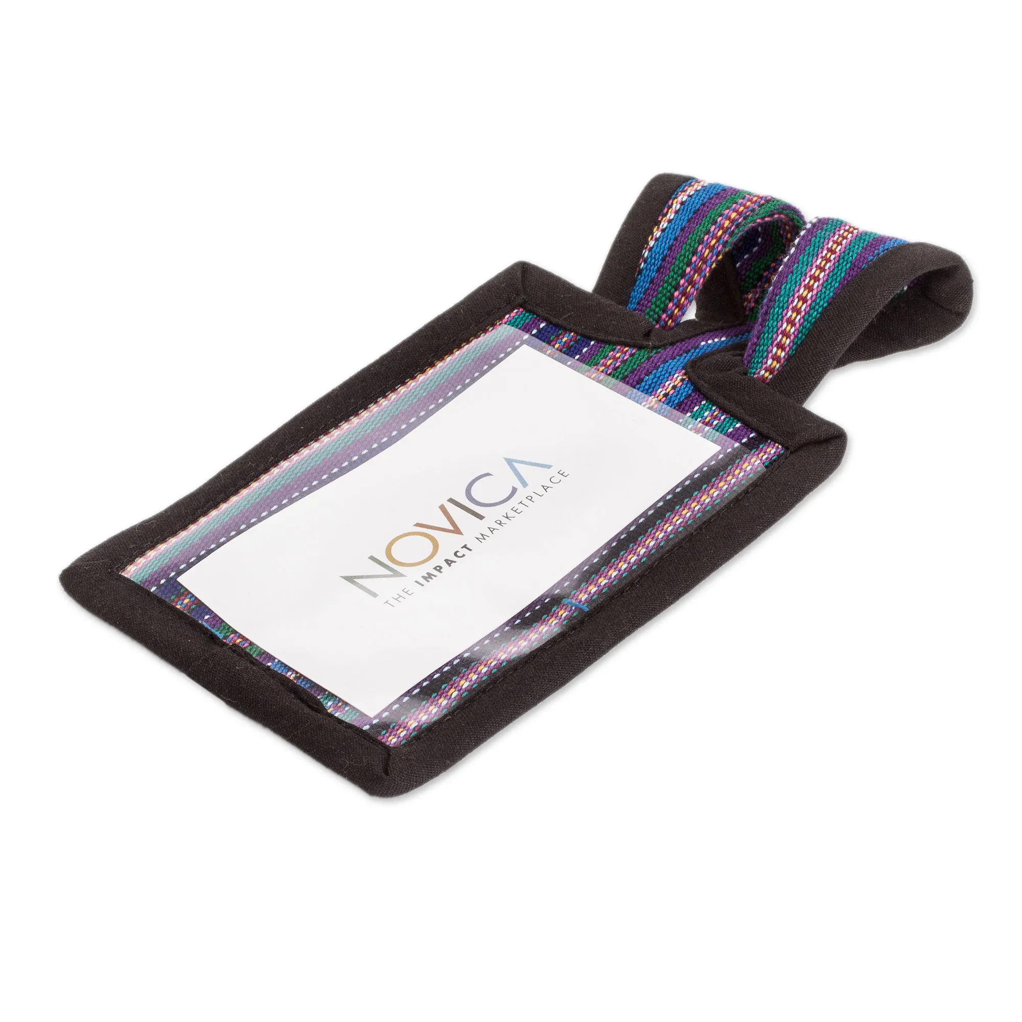 Multicoloured Cotton Luggage Tag Handmade in Guatemala, 