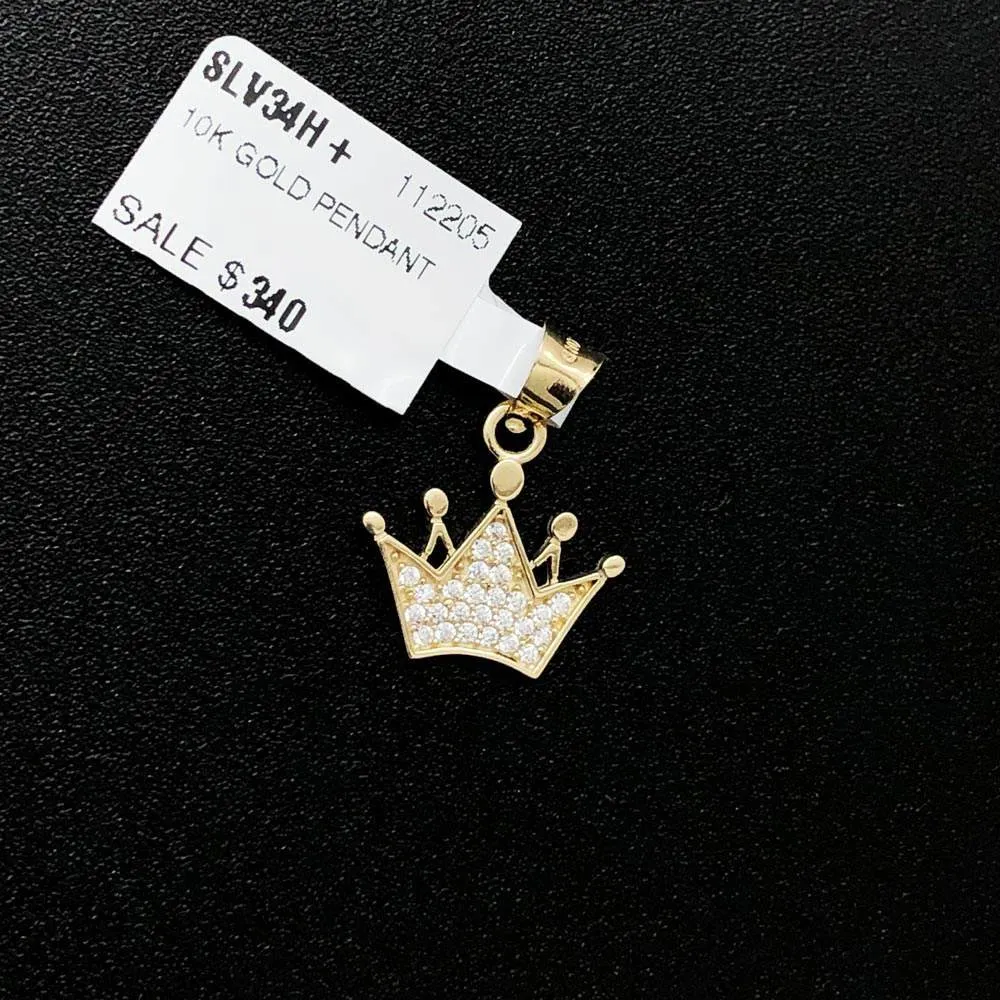 Nano Flat Crown CZ 10K Yellow Gold Pendant