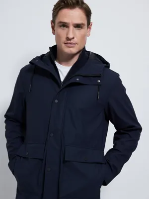 Navy Hooded Lightweight Rain Mac | Men | George at ASDA