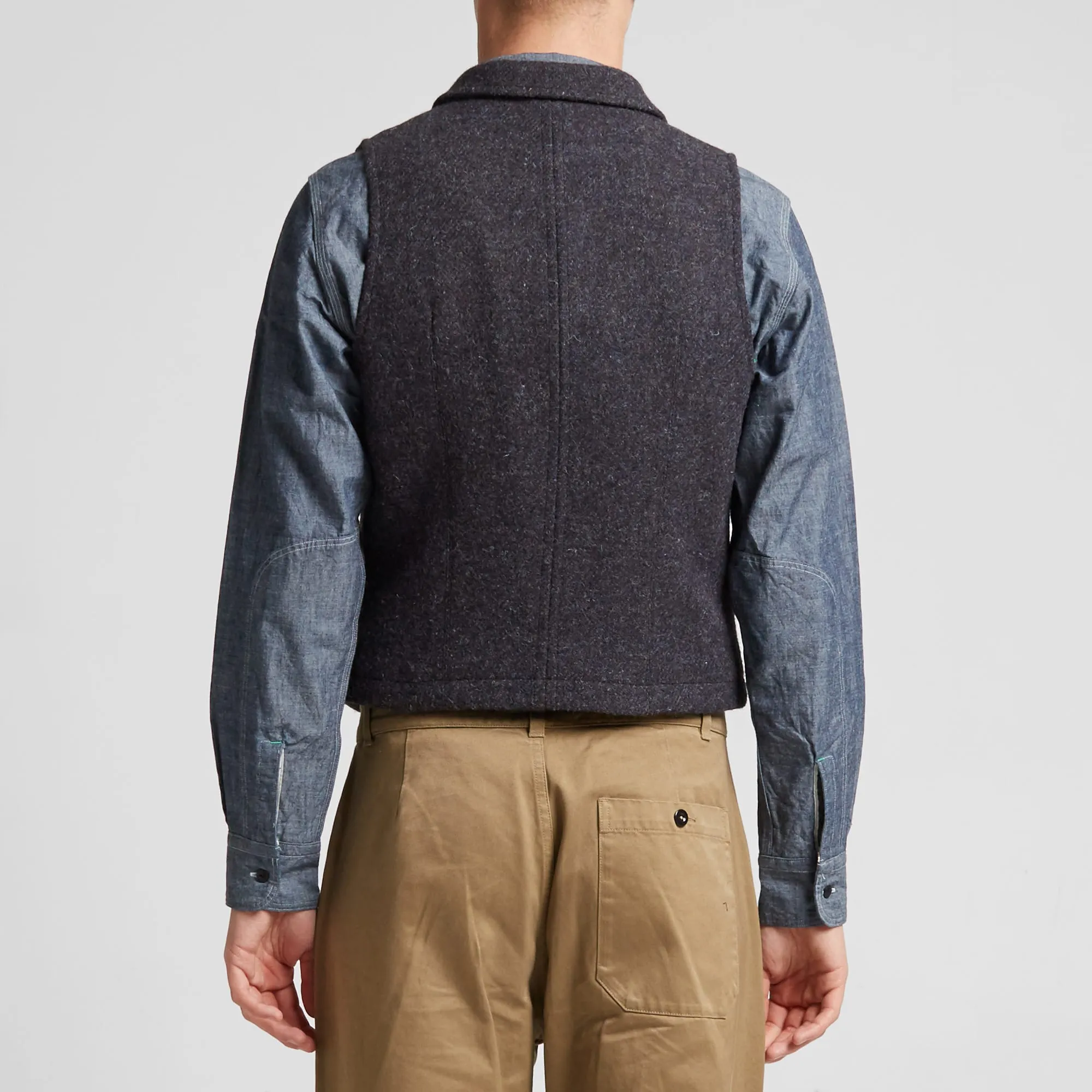 Nigel Cabourn Mallory VestNew Black Harris Tweed