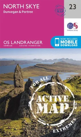 Ordnance Survey Landranger Active Laminate 23 1:50 000 North Skye