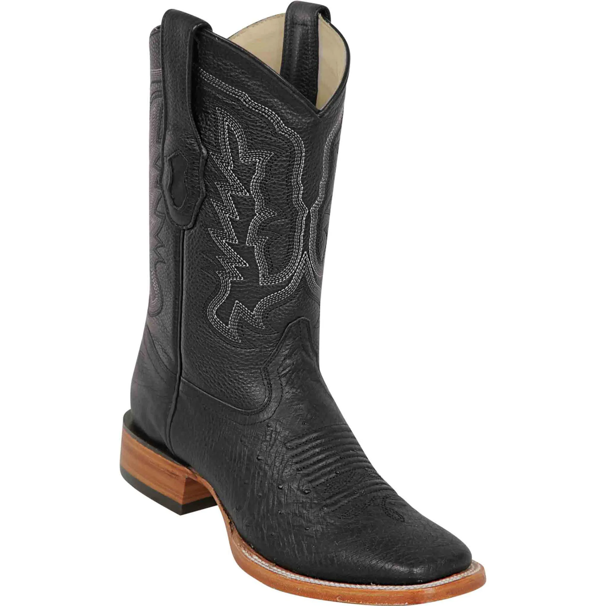 Ostrich Cowboy Boots Black