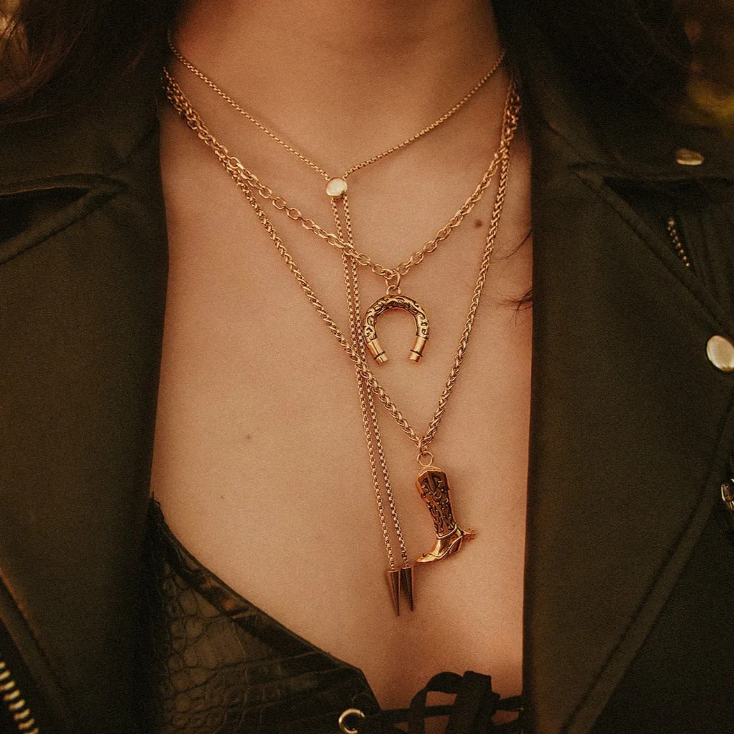 Outlaw Bolo Spike Necklace Gold