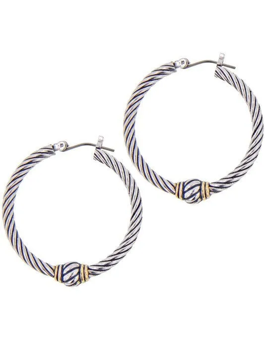 Oval Link Collection Large Twisted Wire Hoop Earrings by John Medeiros