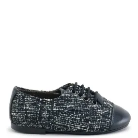 Papanatas Black and White Tweed Captoe Oxford