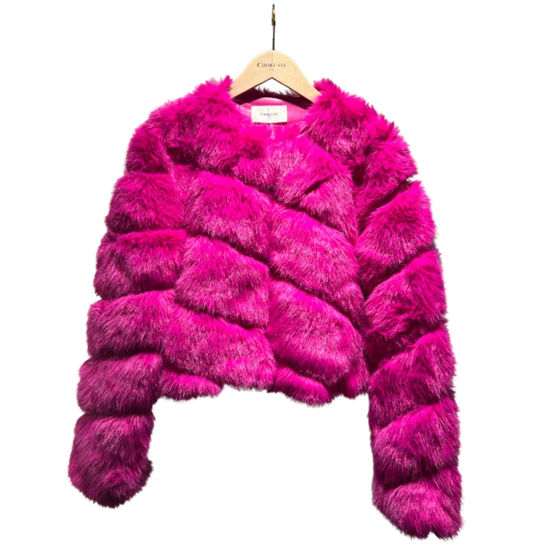 PAULA FAUX FUR SHORT JACKET FUSCHIA