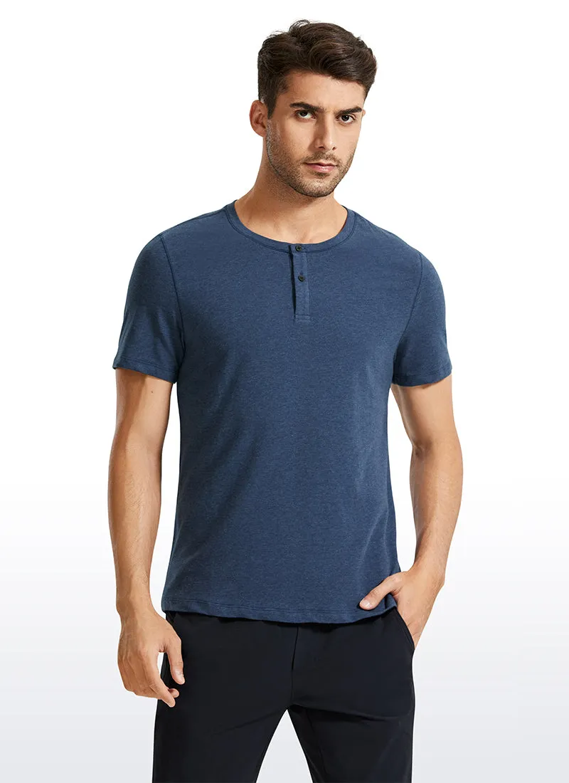 Pima Cotton Henley Short Sleeves