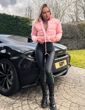 Pink Crop Puffa Jacket