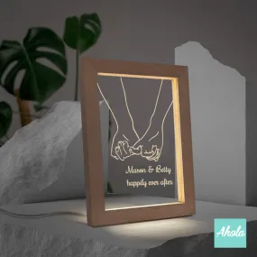 【Pinky promise】Wooden Frame LED Acrylic Light 勾手指承諾亞加力相架夜燈