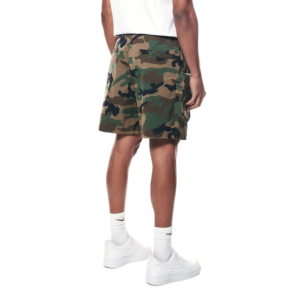 Printed Utility Lounge Windbreaker Shorts - Wood Camo