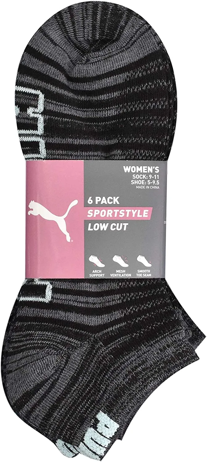 PUMA Women's 6-Pack Sportstyle Low Cut Socks