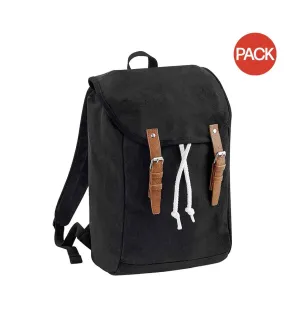 Quadra Vintage Knapsack (Pack of 2) (Black) (One Size) - UTBC4190