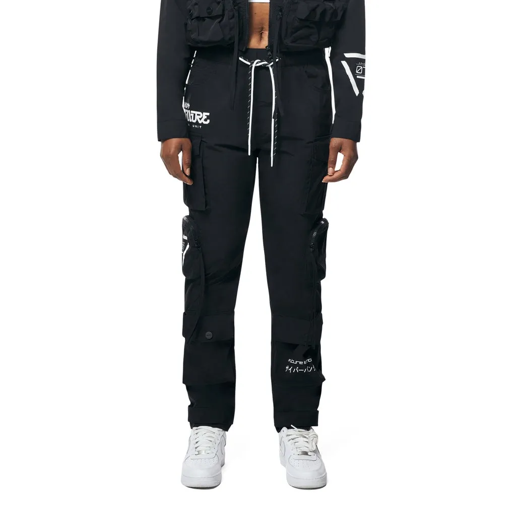 Relaxed Slouch Utility Windbreaker Pants - Black