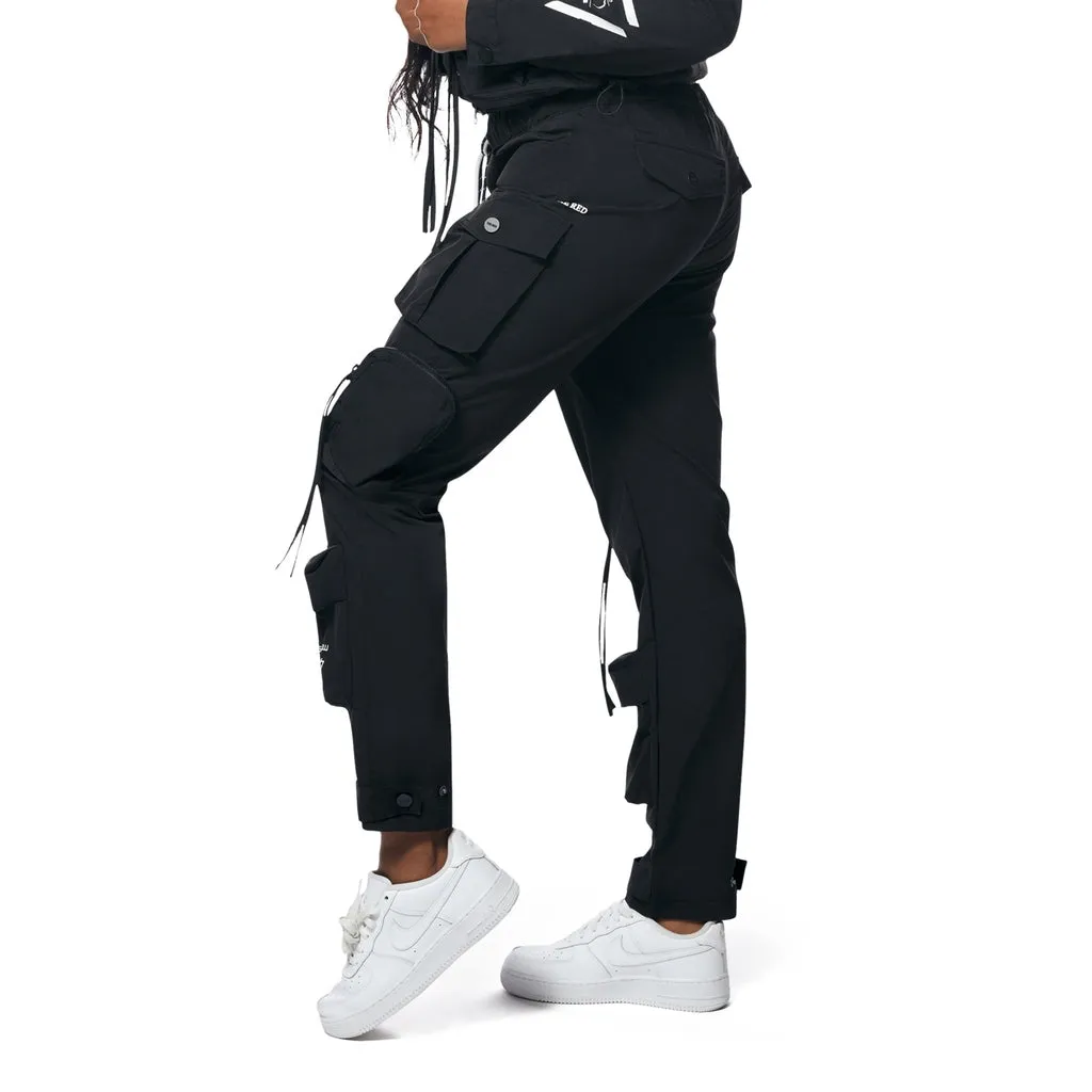 Relaxed Slouch Utility Windbreaker Pants - Black