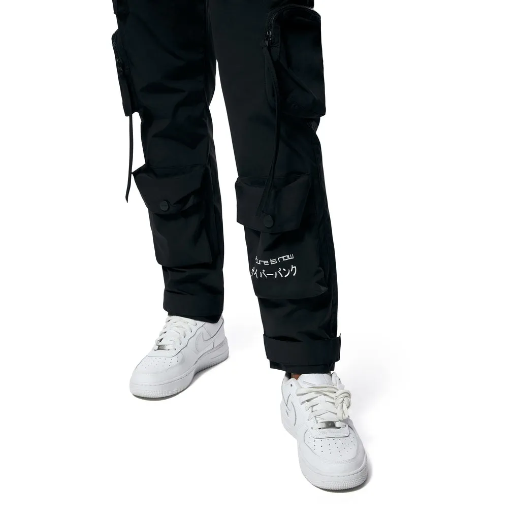 Relaxed Slouch Utility Windbreaker Pants - Black