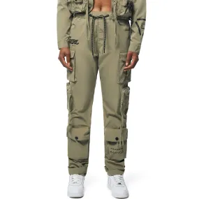 Relaxed Slouch Utility Windbreaker Pants - Light Olive