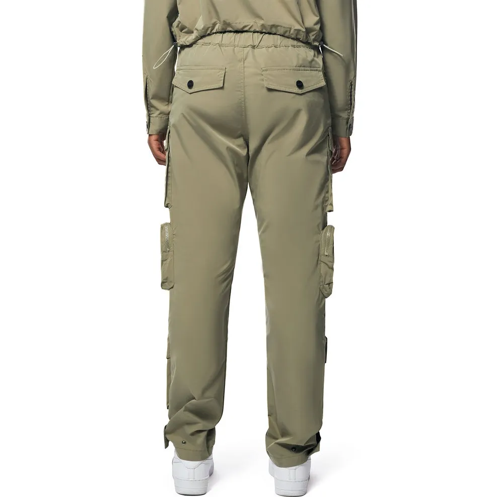 Relaxed Slouch Utility Windbreaker Pants - Light Olive